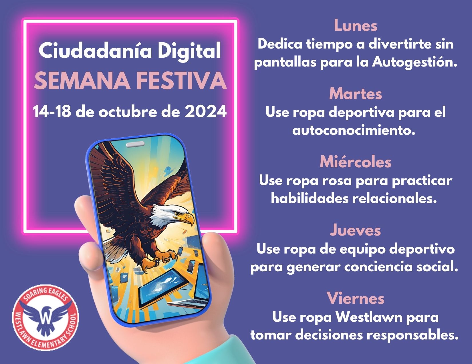 digital citizenship spirit week flier in Spanish