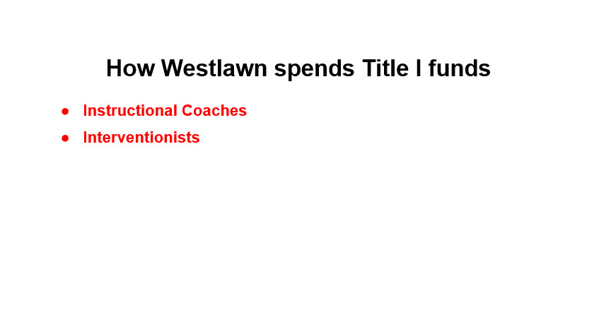 how Westlawn spends Title I funds