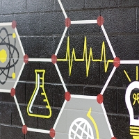 Science painting on wall