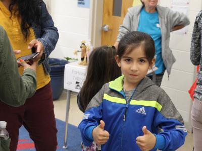 Student gives Westlawn Day 2 thumbs up
