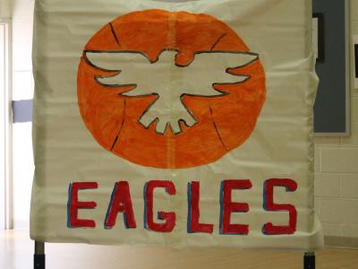 Big eagle banner for team to run through