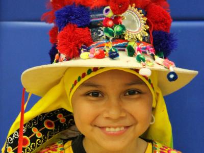 Boy in stunning headgarb and costume